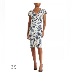 Lauren Ralph Lauren blue/white floral print dress. Perfect condition. Size 14P.